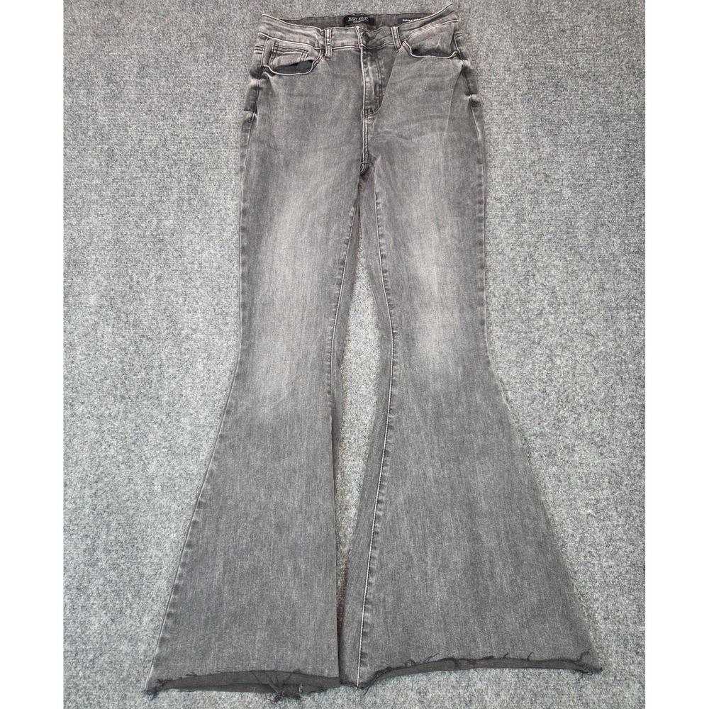 Judy Blue Super Flare Jeans Womens 9/29 Black Raw Hem High Rise Bell Bottom